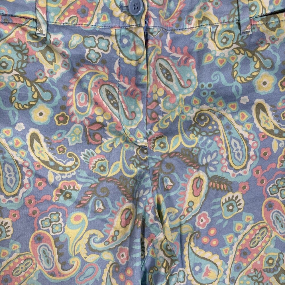 Talbots Perfect Crop Pants Womens Size 8 Paisley Powder Blue Blush Pink Bohemian - Picture 5 of 14
